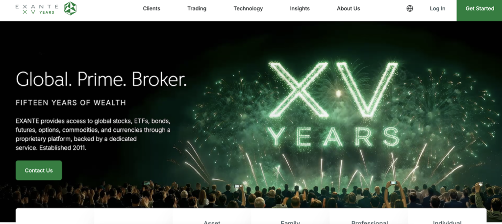 Exante Prime Broker - Website