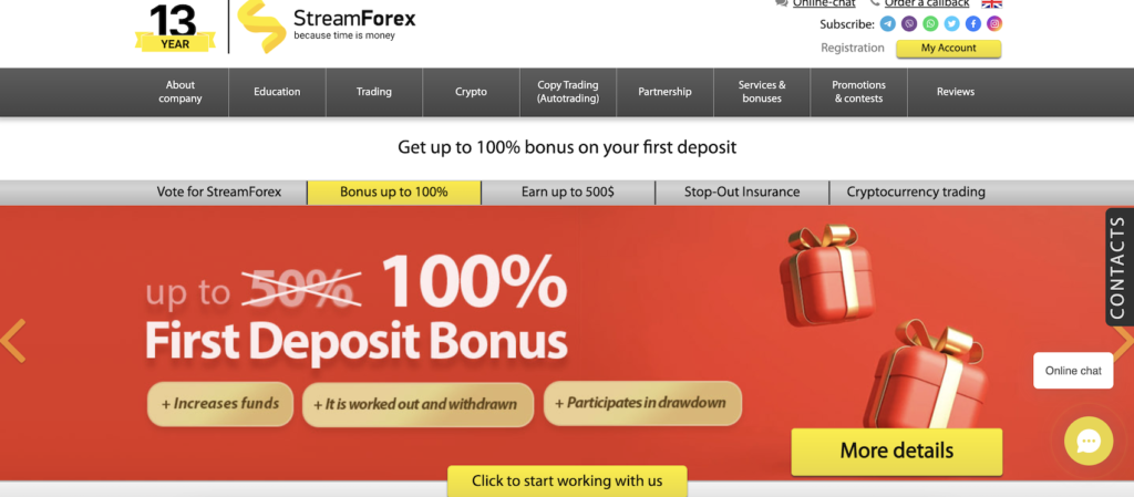 Streamforex - website